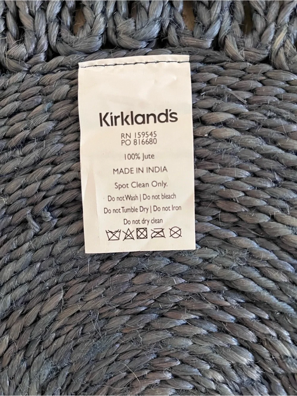 Jute Round Placemats and Matching Kitchen Towels 6 Piece Lot Indigo Blue